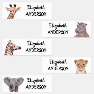 Safari Baby Animals Personalised Name Kids