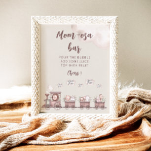 Safari Baby Animals Train Baby Shower Mum-osa Bar Poster