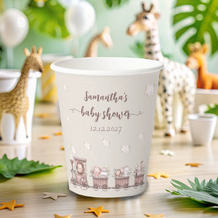 Safari Baby Animals Train Baby Shower Paper Cups