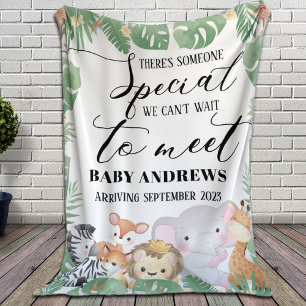 Safari Baby Announcement Custom Name and Due Date Fleece Blanket