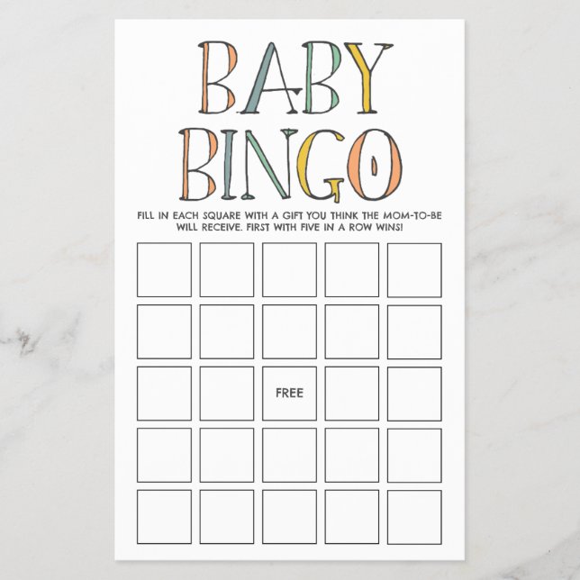 Safari Baby Bingo Game Flyer (Front)