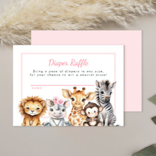 Safari Baby Girl Diaper Raffle Card Jungle Baby