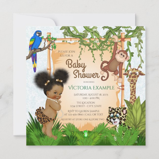 Safari Baby Girl Shower Invitations (Front)