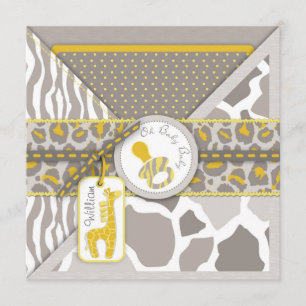 Safari Baby Invitation Square