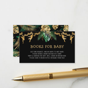 Safari Baby Shower Book Request Green Gold Black Enclosure Card