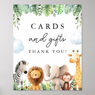 Safari Baby Shower Cards and Gifts Sign