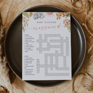 SAFARI Baby Shower Crossword Game Card