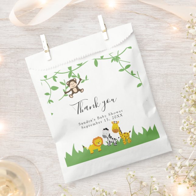 Safari Baby Shower Cute Jungle Animals Neutral  Favour Bag (Clipped)