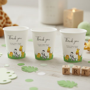 Safari Baby Shower Cute Jungle Animals Neutral  Paper Cups