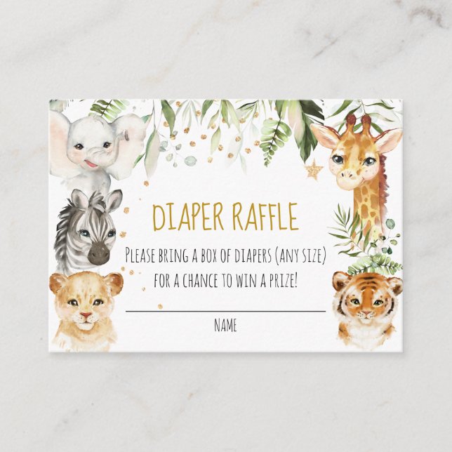 Safari Baby Shower Diaper Raffle Card (Front)