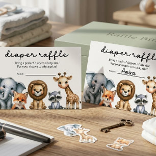 Safari Baby Shower Diaper Raffle Card