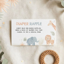Safari Baby Shower Diaper Raffle Insert  Wild One