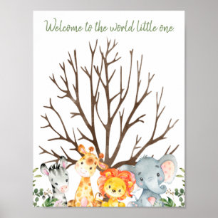 Safari Baby Shower Fingerprint Guest Book Sign