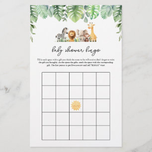 Safari Baby Shower Game - Baby Shower Bingo Flyer