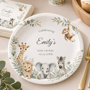Safari Baby Shower Gender-Neutral theme Paper Plate