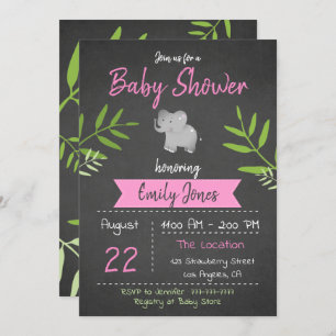 Safari Baby Shower Girl Chalkboard Invitation