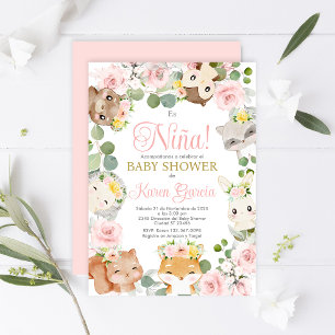 Safari Baby Shower Girl Spanish Invitation