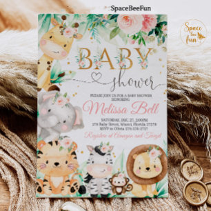 Safari Baby Shower Girl Wild Jungle animal Invitation