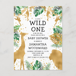 Safari Baby Shower Gold Green Invitation Postcard