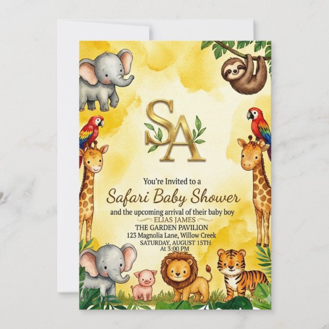 Safari Baby Shower Invitation (Front)