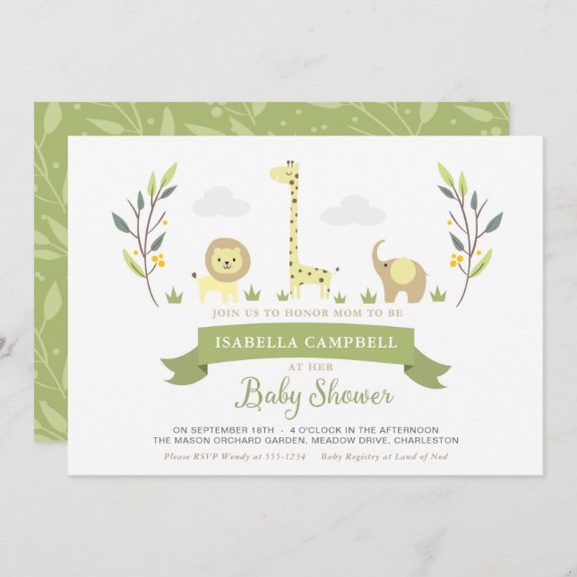 Safari Baby Shower Invitation (Front/Back)