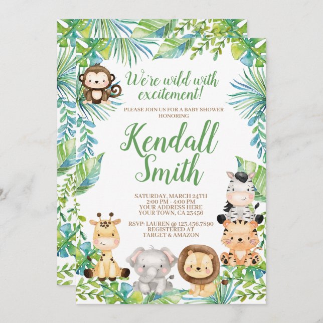 Safari Baby Shower Invitation (Front/Back)