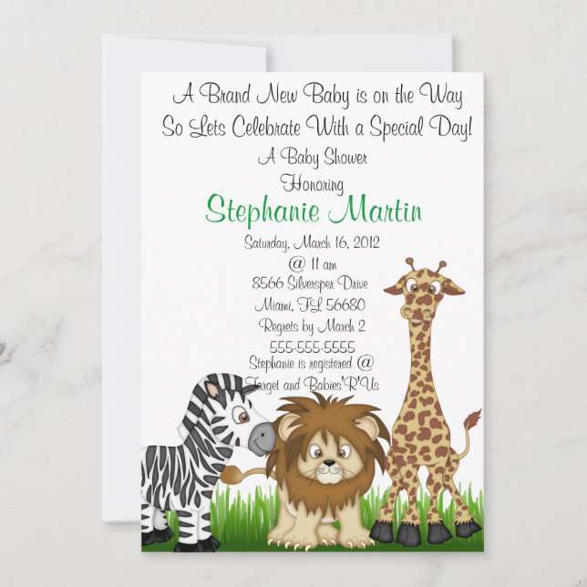 Safari Baby Shower Invitation (Front)