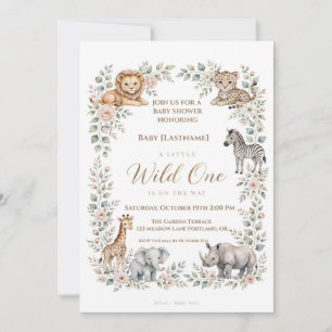 Safari Baby Shower Invitation   A Little Wild One 