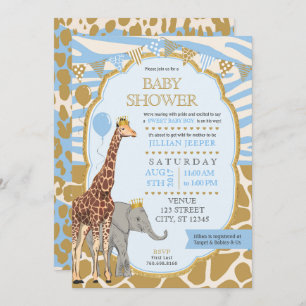 Safari Baby Shower Invitation - Blue Boy