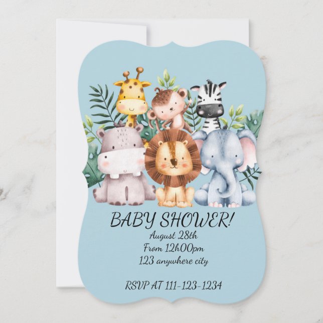 SAFARI BABY SHOWER INVITATION, DOWNLOADABLE INVITATION (Front)