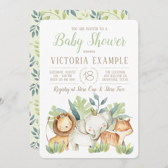 Safari Baby Shower Invitations (Front/Back)