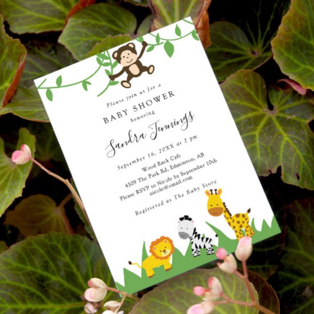 Safari Baby Shower Jungle Animals Cute Wild One Invitation (Creator Uploaded)