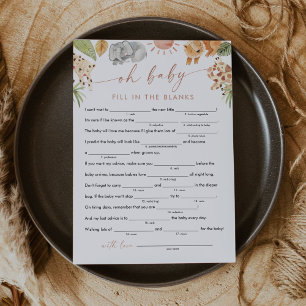 SAFARI Baby Shower Libs, Fill in the Blank Game Invitation