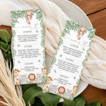 Safari Baby Shower Menu Template