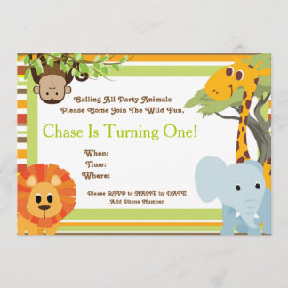 Safari Baby Shower or Birthday Party Invitations