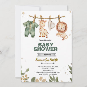 Safari baby shower party invitation