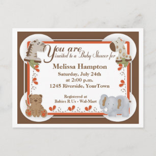 Safari Baby Shower Postcard Invitation