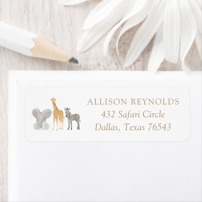 Safari Baby Shower Return Address Return Address Label (Insitu)