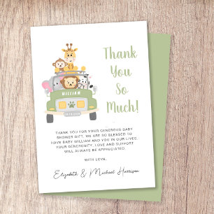 Safari Baby Shower Thank You Card