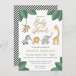Safari Baby Shower theme with cute baby animals Invitation
