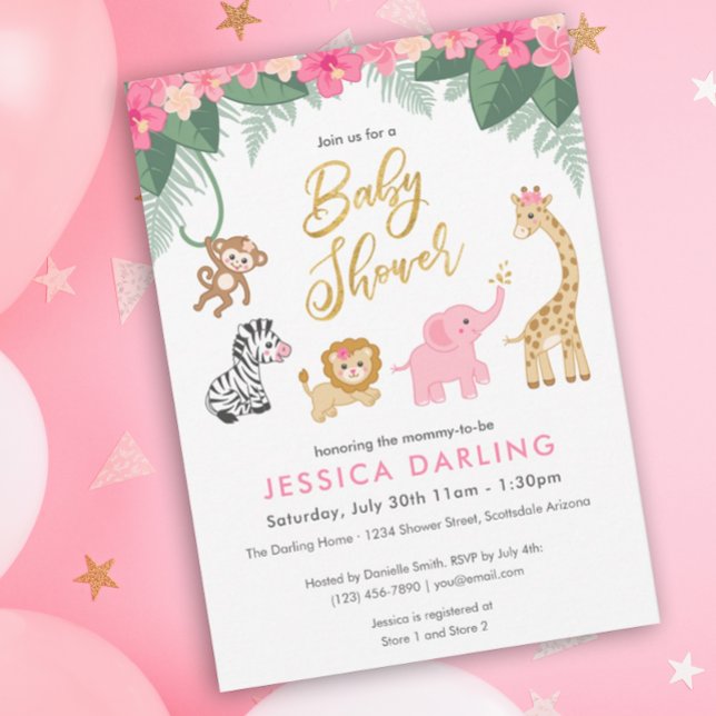 Safari Baby Shower theme with cute baby animals Invitation (Creator Uploaded)