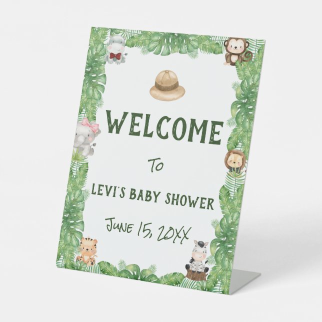 Safari Baby Shower Welcome Pedestal Sign (Front)