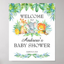 Safari Baby Shower Welcome Sign, Safari animals