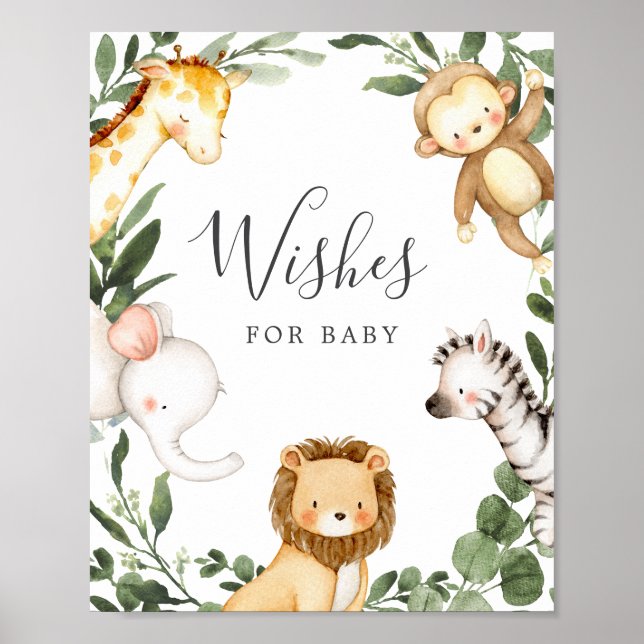 Safari Baby Shower Wishes For Baby Sign (Front)