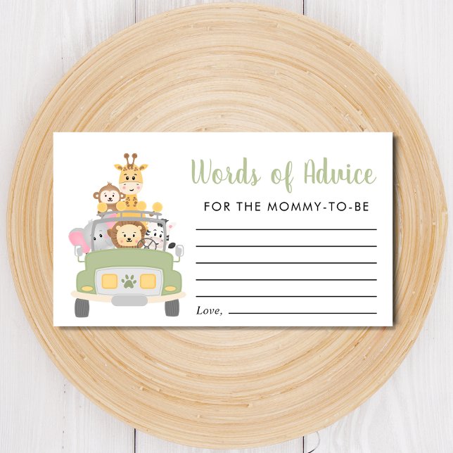 Safari Baby Shower Words Of Advice Enclosure Card (Creator Uploaded)
