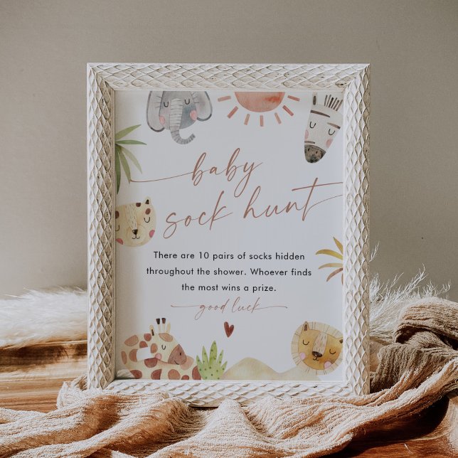 SAFARI Baby Sock Hunt Baby Shower Game Sign (Creator Uploaded)