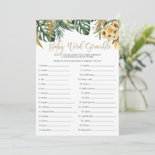 Safari Baby Word Scramble Baby Shower Game Invitation