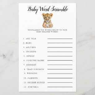 Safari Baby Word Scramble Game