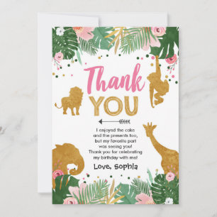 Safari birthday Animals Wild one Thank You Card