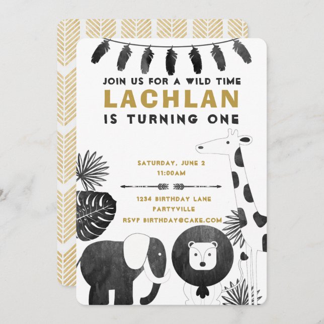 Safari Birthday Invitation (Front/Back)